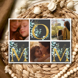 Groene eucalyptus moeder drie foto's Moederdag Feestdagenkaart