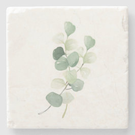 Groene Eucalyptus Pastel Bladeren Dekbedhoes Stenen Onderzetter