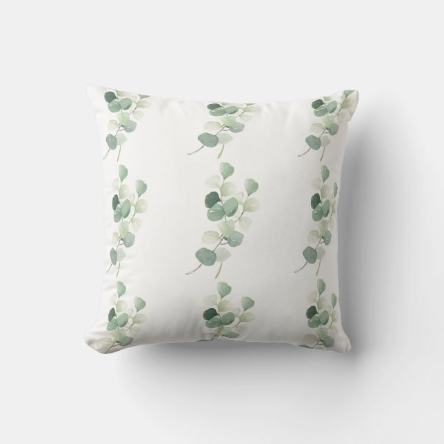 Groene Eucalyptus Pastelbladeren Dekbedhoes Kussen (Voorkant)