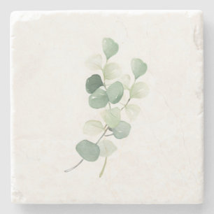 Groene Eucalyptus Pastelbladeren Dekbedhoes Stenen Onderzetter
