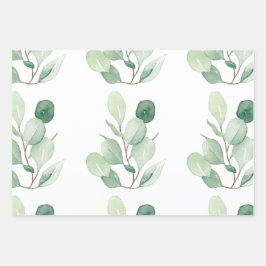 Groene Eucalyptus pastelbladeren Inpakpapier Vel