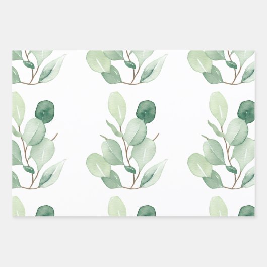 Groene Eucalyptus pastelbladeren Inpakpapier Vel (Voorkant)