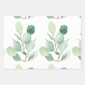 Groene Eucalyptus pastelbladeren Inpakpapier Vel (Voorkant 3)