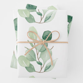 Groene Eucalyptus pastelbladeren Inpakpapier Vel