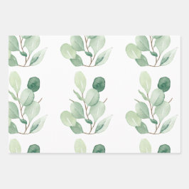 Groene Eucalyptus pastelbladeren Inpakpapier Vel