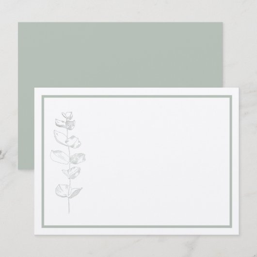 Groene Eucalyptus Plant Eenvoudig Modern Briefpapi Bedankkaart (Voorkant / Achterkant)