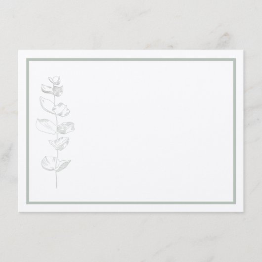 Groene Eucalyptus Plant Eenvoudig Modern Briefpapi Bedankkaart (Voorkant)