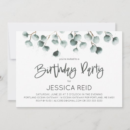 Groene Eucalyptus Plant met als geboortepartij Kaart (Voorkant)