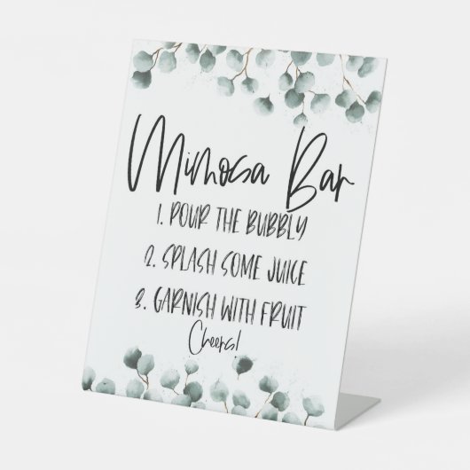 Groene Eucalyptus Plant Mimosa Bar  Reclamebord Met Voetstuk (Voorkant)