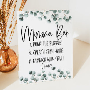 Groene Eucalyptus Plant Mimosa Bar Reclamebord Met Voetstuk