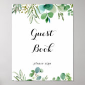 Groene Eucalyptus Planten Guestbook Bord Signaal Poster (Voorkant)