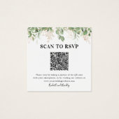 Groene Eucalyptus QR-code Foto Bruiloft RSVP Vierkante Visitekaartjes (Voorkant)