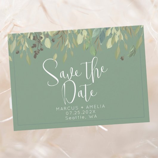 Groene Eucalyptus Rand Save The Date QR Code
