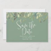 Groene Eucalyptus Rand Save The Date QR Code (Voorkant)