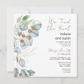 Groene Eucalyptus Salie Trouwreceptie Kaart (Voorkant)