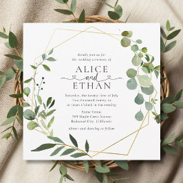 Groene Eucalyptus Script Hart Trouw Kaart