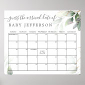 Groene Eucalyptus Shower Verwachte Datum Kalender Poster (Voorkant)