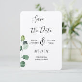 Groene Eucalyptus Sla de datumkaart op Save The Date (Staand voorkant)