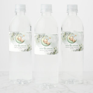 Groene eucalyptus slapende teddybeer over de maan waterfles etiket