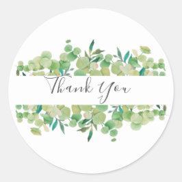 Groene Eucalyptus Slinger Bedankje Favor Ronde Sticker