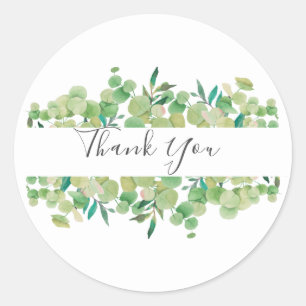 Groene Eucalyptus Slinger Bedankje Favor Ronde Sticker
