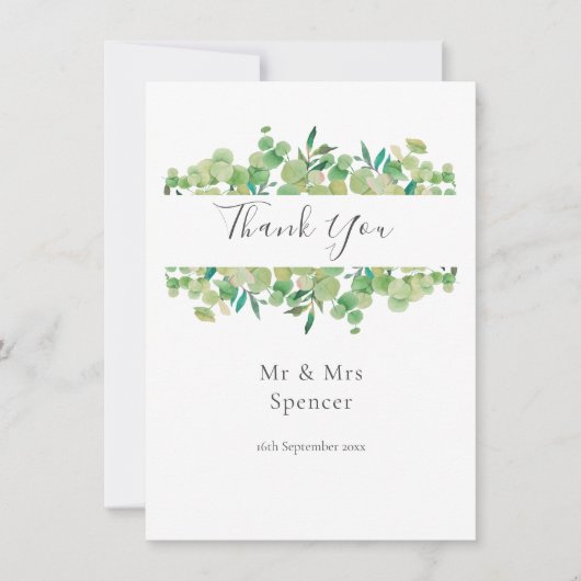 Groene Eucalyptus Slinger Bedankt Trouwdag (Voorkant)