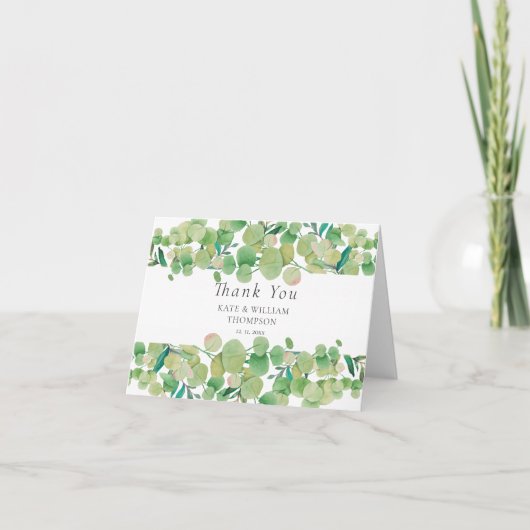 Groene Eucalyptus Slinger Trouw Dank Je Wel Kaart (Voorkant)
