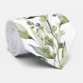 Groene Eucalyptus Spray & Wijnstok Bruiloft Necksj Stropdas (Opgerold)