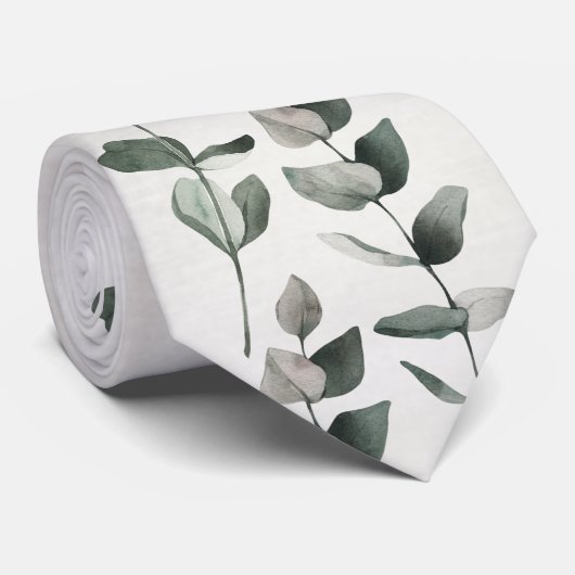 Groene Eucalyptus Stengels En Bladeren Bruiloft Stropdas (Opgerold)
