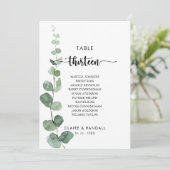 Groene Eucalyptus Tabel Nummer 13 Zitkuur Kaart (Staand voorkant)