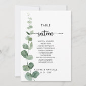 Groene Eucalyptus Tabel Nummer 16 Zitkuur Kaart (Voorkant)