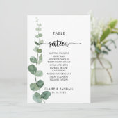 Groene Eucalyptus Tabel Nummer 16 Zitkuur Kaart (Staand voorkant)