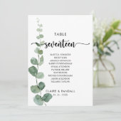 Groene Eucalyptus Tabel Nummer 17 Zitkuur Kaart (Staand voorkant)