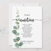 Groene Eucalyptus Tabel Nummer 19 Zitkuur Kaart (Achterkant)