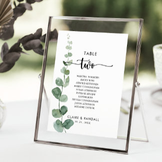 Groene Eucalyptus Tabel Nummer 2 Zitdiagram Kaart