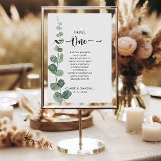 Groene Eucalyptus tafel nummer 1 Zittingkaart Kaart