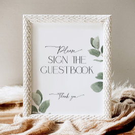 Groene Eucalyptus Teken het gastenboek voetstuk Reclamebord Met Voetstuk