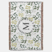 Groene Eucalyptus Tropische Bladeren met Monogram Deken (Voorkant Verticaal)