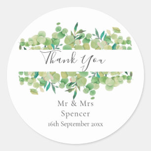 Groene Eucalyptus Trouw Trouw Dank Je Favoriet Ronde Sticker