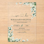 Groene Eucalyptus Trouw Uitnodiging Bloemige Trouw (Voorkant)