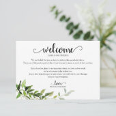 Groene Eucalyptus Trouw Welkom Hotelkaart Kaart (Staand voorkant)