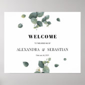 Groene Eucalyptus Trouw Welkomstbord Poster (Voorkant)
