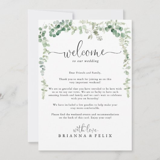 Groene Eucalyptus Trouw Welkomstbrief (Voorkant)