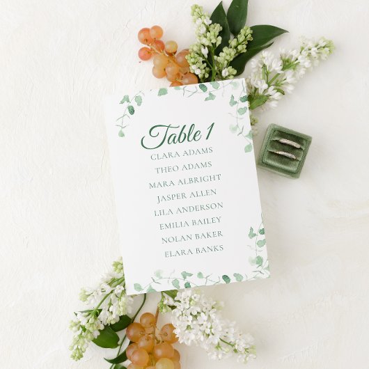 Groene Eucalyptus Trouwstoelindelingkaart Kaart