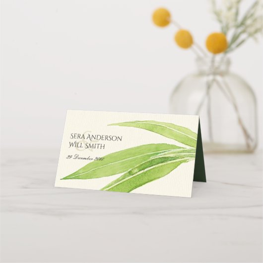 GROENE EUCALYPTUS VERLAAGT WATERVERF FOLIAGE LEAF PLAATSKAARTJE (Achterkant)