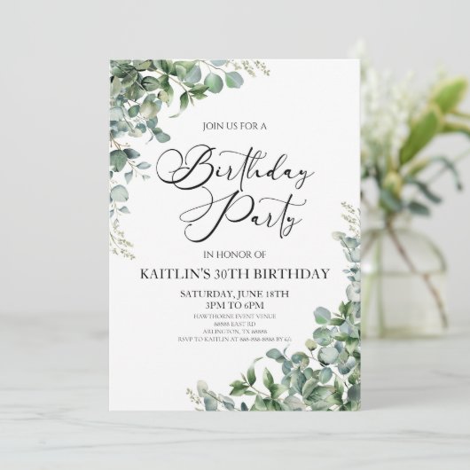 Groene eucalyptus verlaat botanisch verjaardagsfee kaart (Staand voorkant)