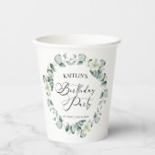 Groene eucalyptus verlaat botanisch verjaardagsfee papieren bekers (Voorkant)