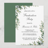 Groene eucalyptus verlaat botanische afstudeerfees kaart (Voorkant / Achterkant)