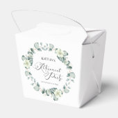 Groene eucalyptus verlaat botanische pensioenparti bedankdoosjes (Achterkant)