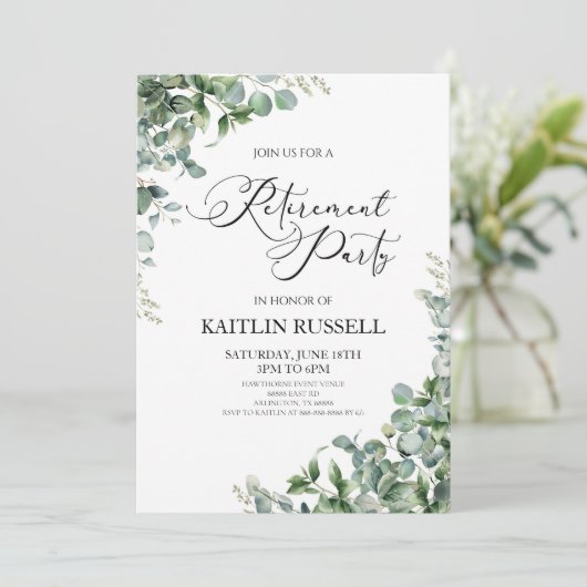 Groene eucalyptus verlaat botanische pensioenparti kaart (Staand voorkant)